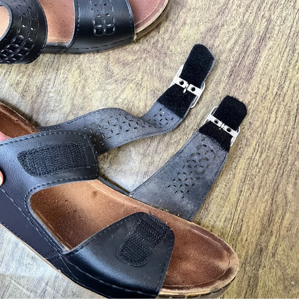 Flexus Anatomic Black Leather Sandals Size 41 - Picture 9 of 11